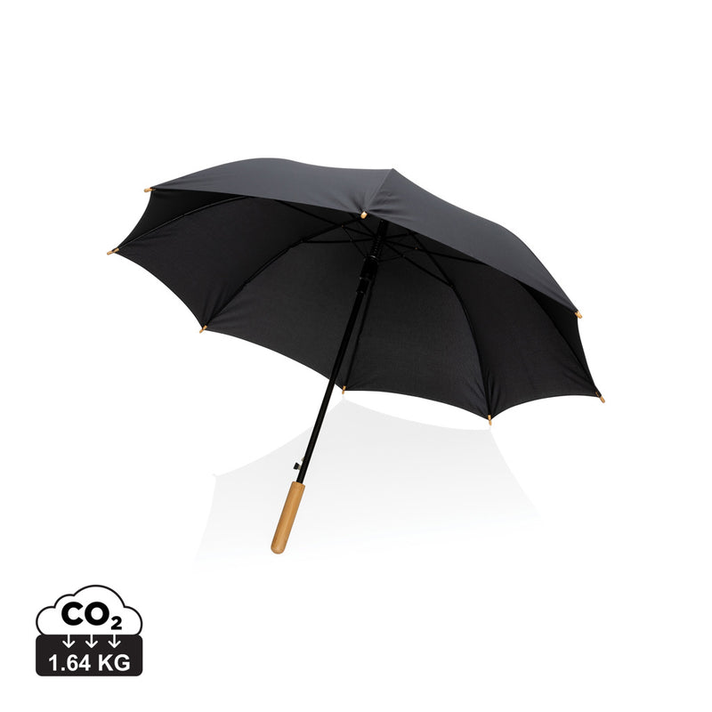 Load image into Gallery viewer, XD Collection 23-inch Impact AWARE™ RPET bamboo umbrella, auto-open design with 190T polyester canopy in eco-friendly style.