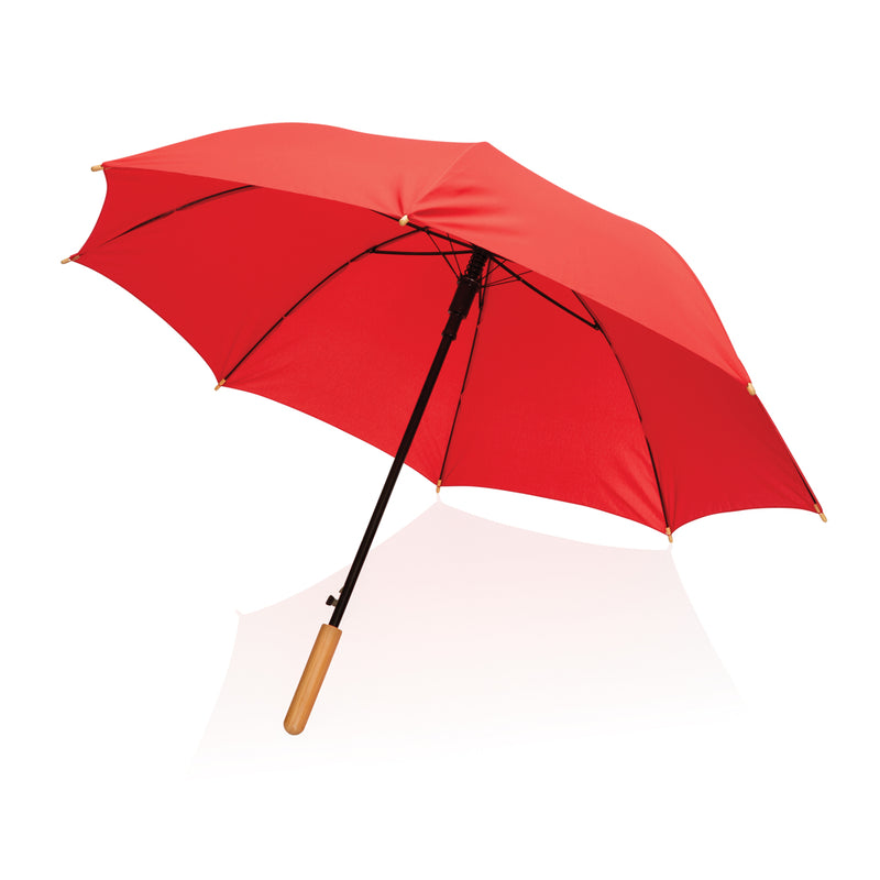 Load image into Gallery viewer, XD Collection 23-inch Impact AWARE™ RPET bamboo umbrella auto open with 190T fabric, eco-friendly rain protection.