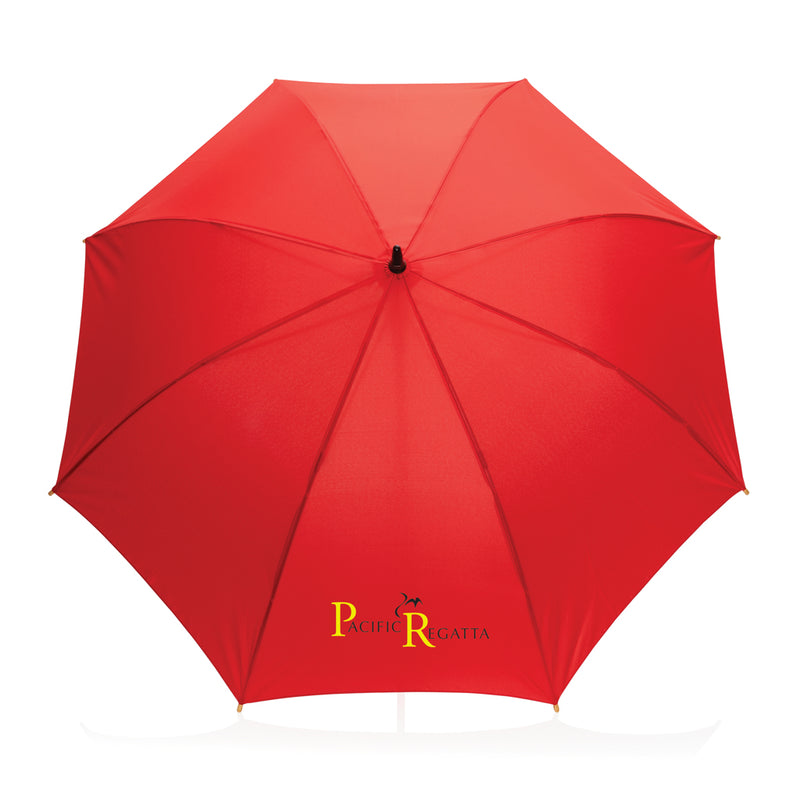 Load image into Gallery viewer, 23-inch Impact AWARE™ RPET bamboo umbrella by XD Collection, auto open with eco-friendly 190T fabric, featuring bamboo handle.