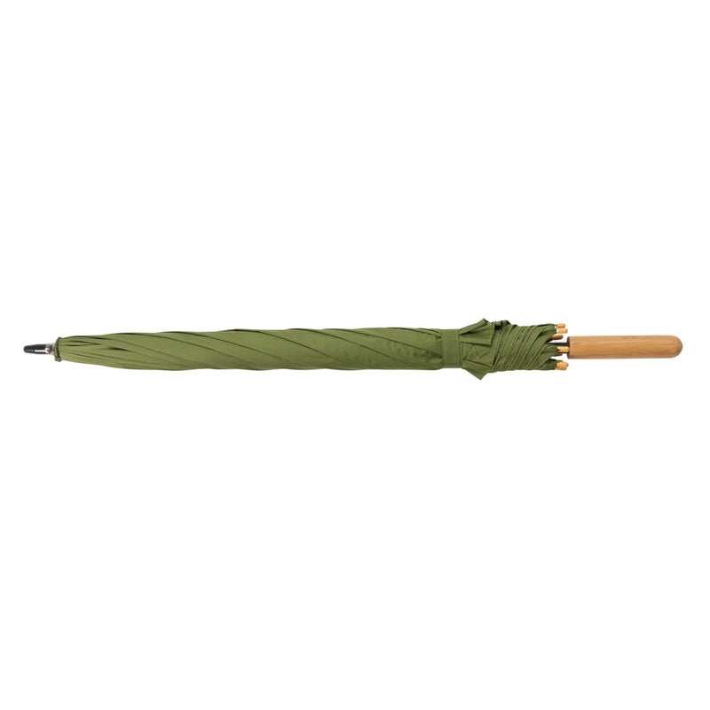 Load image into Gallery viewer, 23-inch Impact AWARE™ RPET bamboo umbrella by XD Collection, auto open with bamboo handle and 190T polyester canopy, in navy blue.