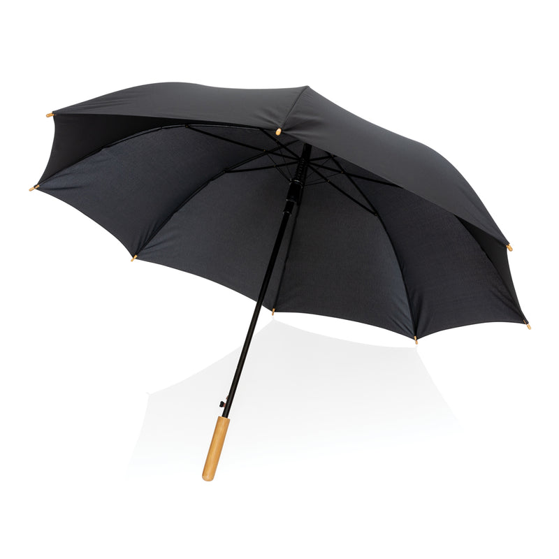 Load image into Gallery viewer, 27" Impact AWARE™ RPET 190T auto open bamboo umbrella - Custom Wood Designs