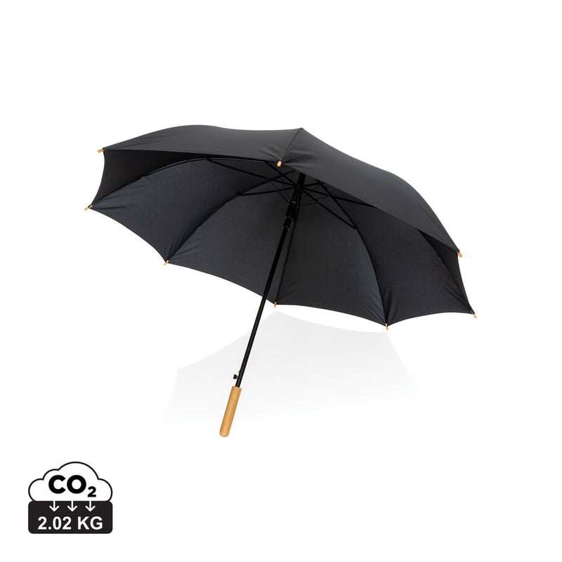 Load image into Gallery viewer, 27" Impact AWARE™ RPET 190T auto open bamboo umbrella - Custom Wood Designs