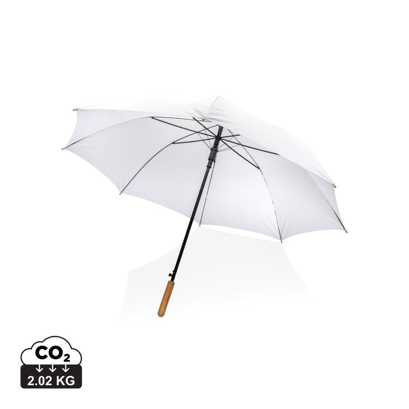 Load image into Gallery viewer, 27" Impact AWARE™ RPET 190T auto open bamboo umbrella - Custom Wood Designs