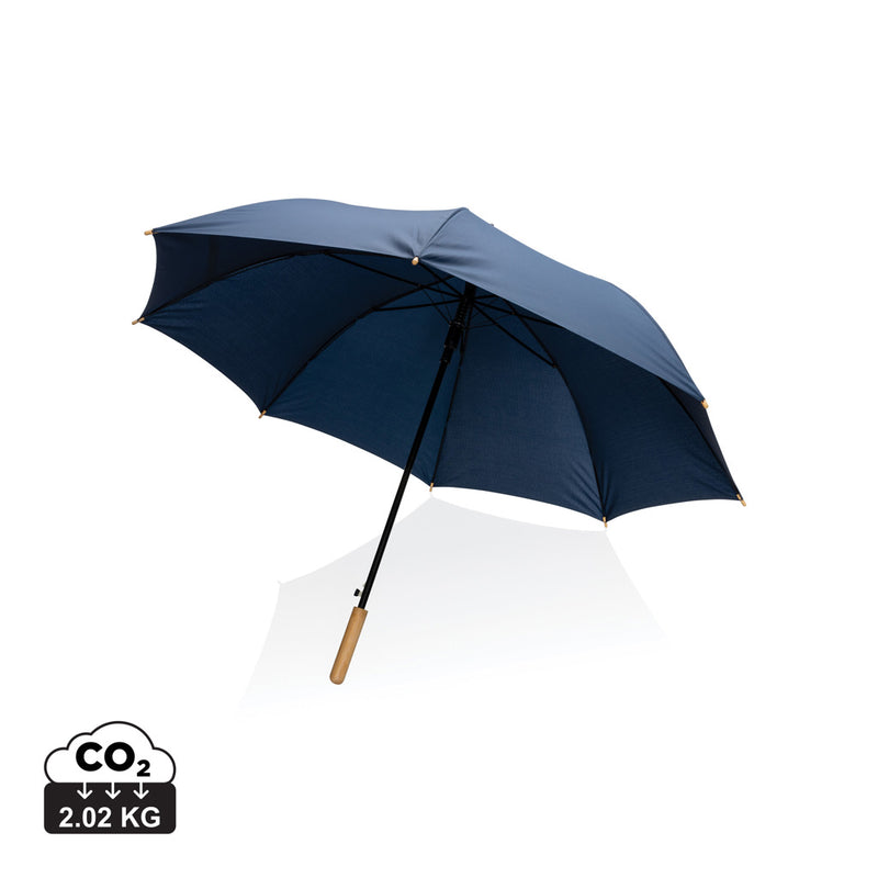 Load image into Gallery viewer, 27" Impact AWARE™ RPET 190T auto open bamboo umbrella - Custom Wood Designs