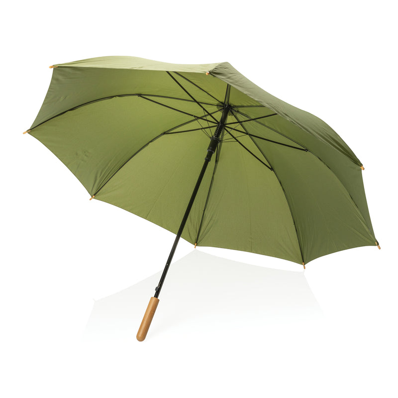 Load image into Gallery viewer, 27" Impact AWARE™ RPET 190T auto open bamboo umbrella - Custom Wood Designs