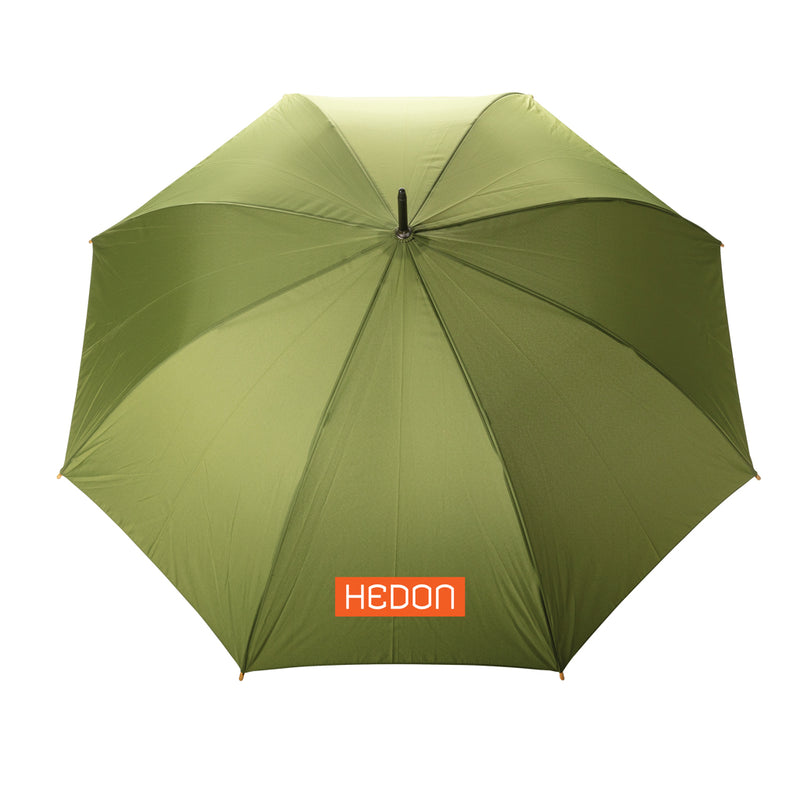 Load image into Gallery viewer, 27" Impact AWARE™ RPET 190T auto open bamboo umbrella - Custom Wood Designs