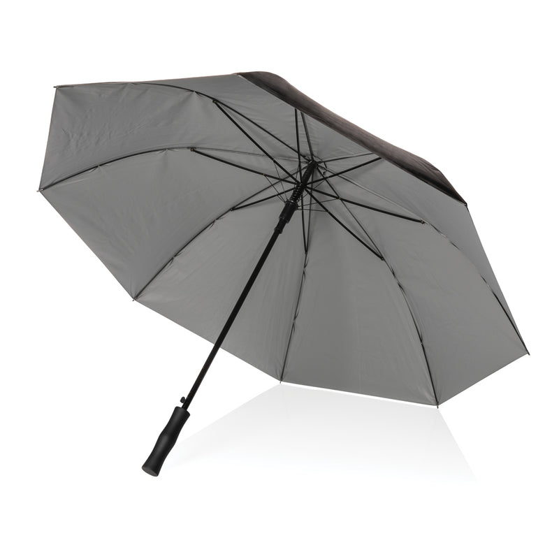 Load image into Gallery viewer, 27-inch Impact AWARE™ RPET dual-color auto open umbrella by XD Collection, featuring vibrant two-tone fabric and sturdy auto-open design.