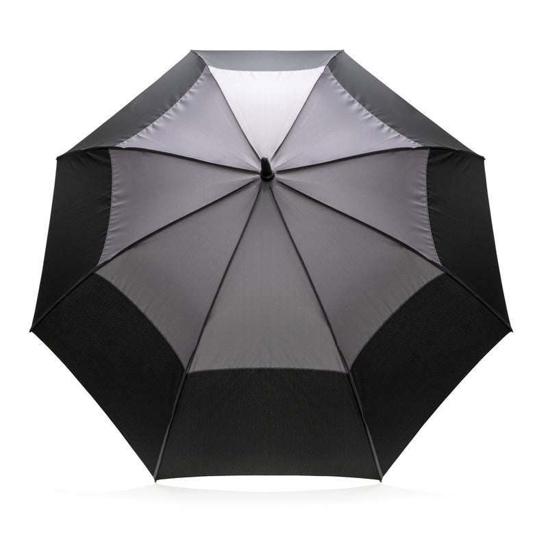 Load image into Gallery viewer, XD Collection 27-inch Impact AWARE™ RPET stormproof umbrella auto opens, featuring durable, impact-resistant 190T fabric and compact design.