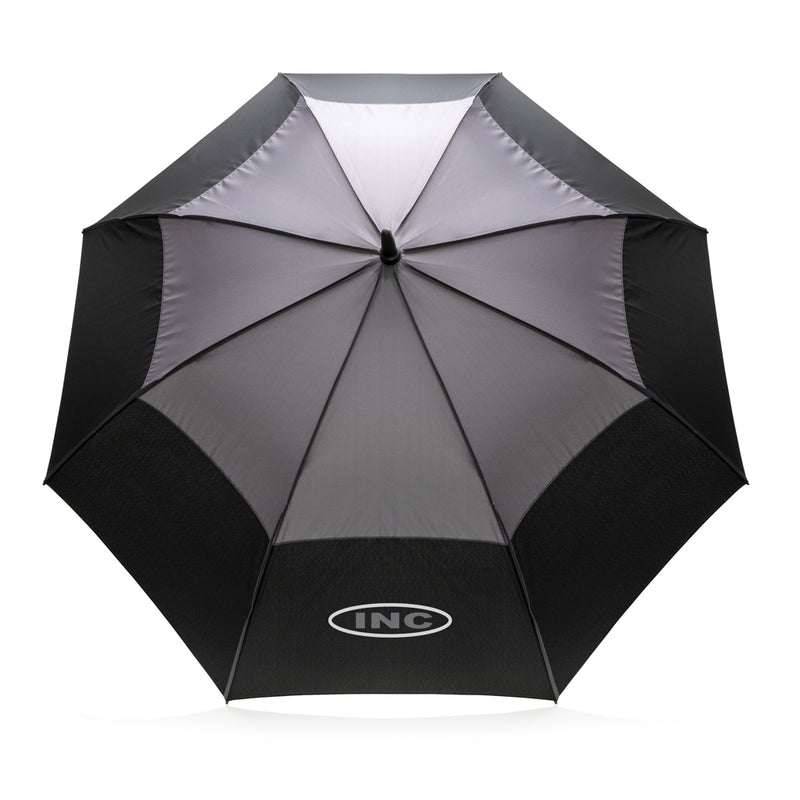 Load image into Gallery viewer, 27-inch Impact AWARE™ RPET stormproof umbrella by XD Collection, auto open with durable 190T fabric, designed for weather protection.