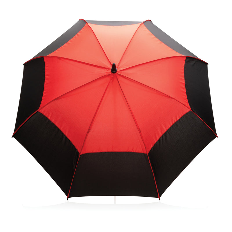 Load image into Gallery viewer, 27-inch Impact AWARE™ RPET stormproof umbrella by XD Collection, auto open with durable 190T fabric and impact-resistant design.