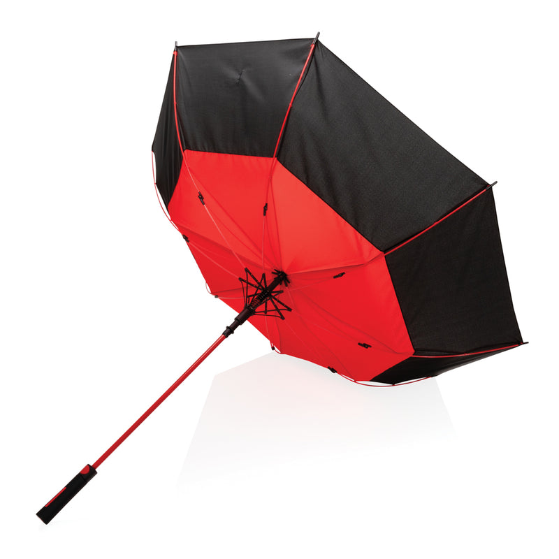 Load image into Gallery viewer, 27-inch Impact AWARE™ RPET stormproof umbrella by XD Collection, auto open with durable 190T rain-resistant fabric.