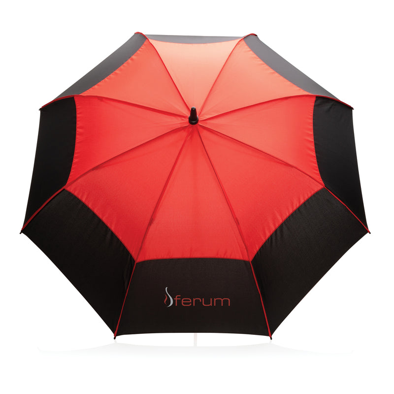 Load image into Gallery viewer, 27-inch Impact AWARE™ RPET stormproof umbrella by XD Collection with auto open mechanism and durable 190T fabric.