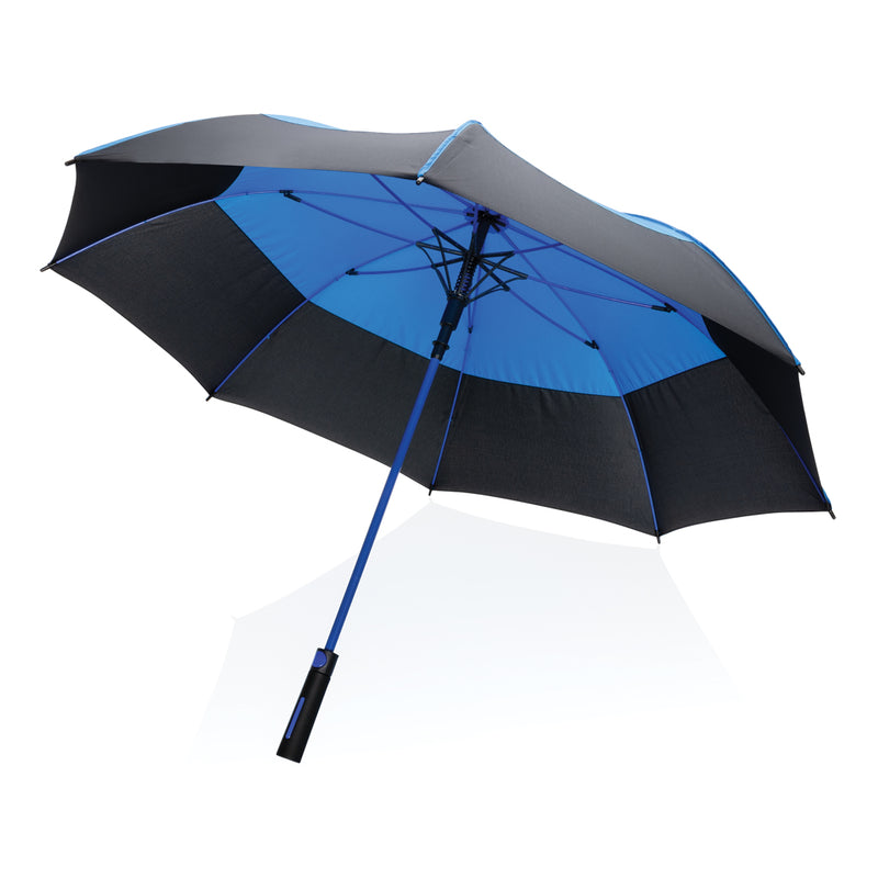 Load image into Gallery viewer, 27-inch Impact AWARE™ RPET auto open stormproof umbrella by XD Collection, featuring a sturdy frame and rain-resistant canopy.