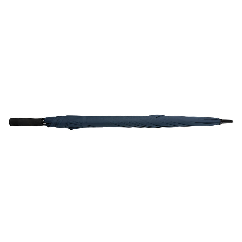 Load image into Gallery viewer, 30-inch Impact AWARE™ RPET storm-proof umbrella by XD Collection, showcasing durable canopy and sturdy handle in outdoor setting.