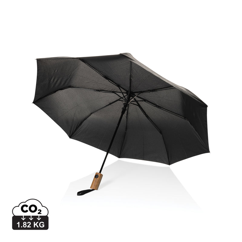 Load image into Gallery viewer, Kaycey 21-inch AWARE™ RPET Acacia wood mini auto open umbrella with compact design and wooden handle, by XD Collection.