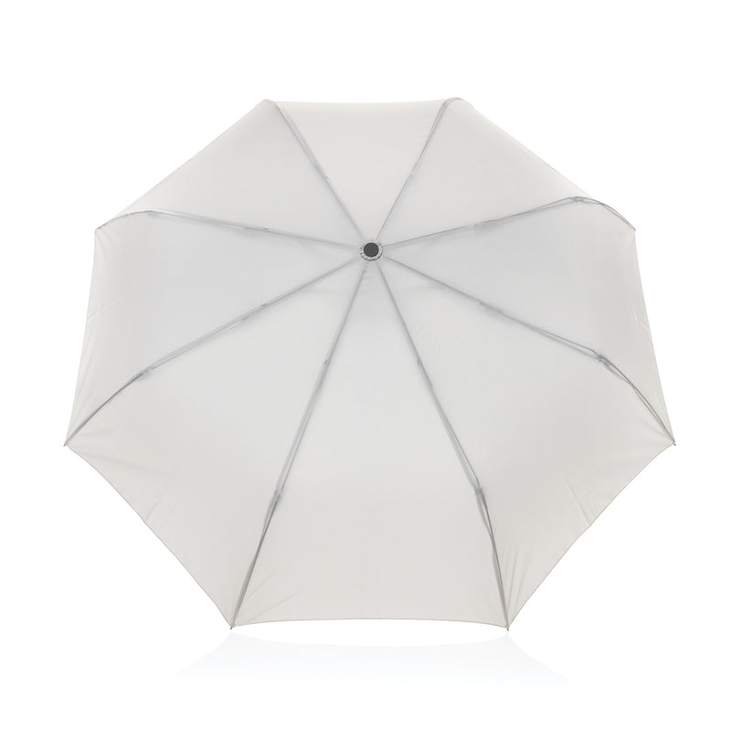 Load image into Gallery viewer, Kaycey 21-inch AWARE™ RPET Acacia wood mini auto open umbrella by XD Collection, showcasing its compact design and wooden handle