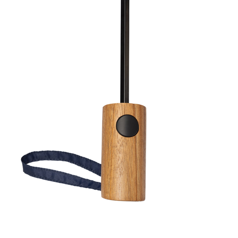 Load image into Gallery viewer, Kaycey 21-inch AWARE RPET Acacia wood mini auto-open umbrella from XD Collection, featuring a compact design and wooden handle