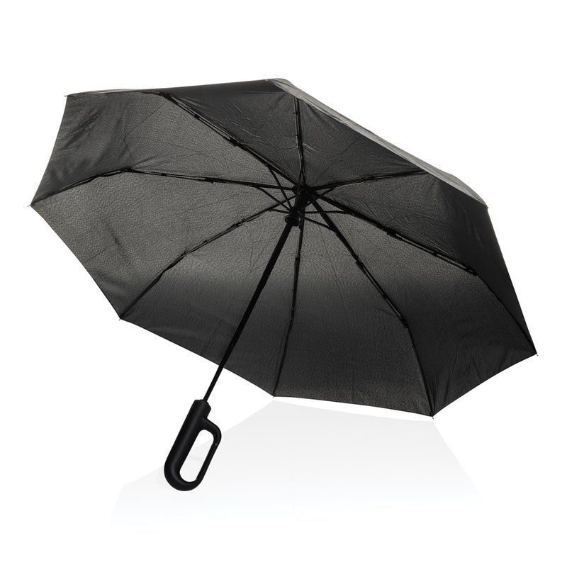 Load image into Gallery viewer, XD Collection Yara 21-inch AWARE™ RPET solid color umbrella with carabiner, featuring a vibrant canopy and durable design.