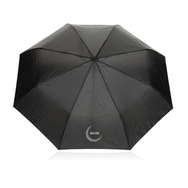Load image into Gallery viewer, XD Collection Yara 21-inch AWARE™ RPET solid color umbrella with carabiner, showing the vibrant fabric and attached clip.