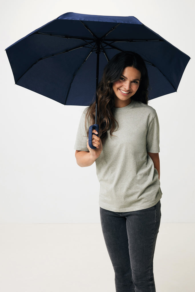 Load image into Gallery viewer, Yara 21-inch AWARE™ RPET solid color umbrella with carabiner, XD Collection, lightweight and eco-friendly rain protection.