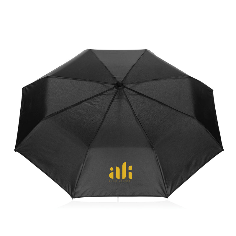 Load image into Gallery viewer, Swiss Peak Vito Aware™ RPET 21-inch auto open/close umbrella open with blue canopy and ergonomic handle, lightweight and eco-friendly.