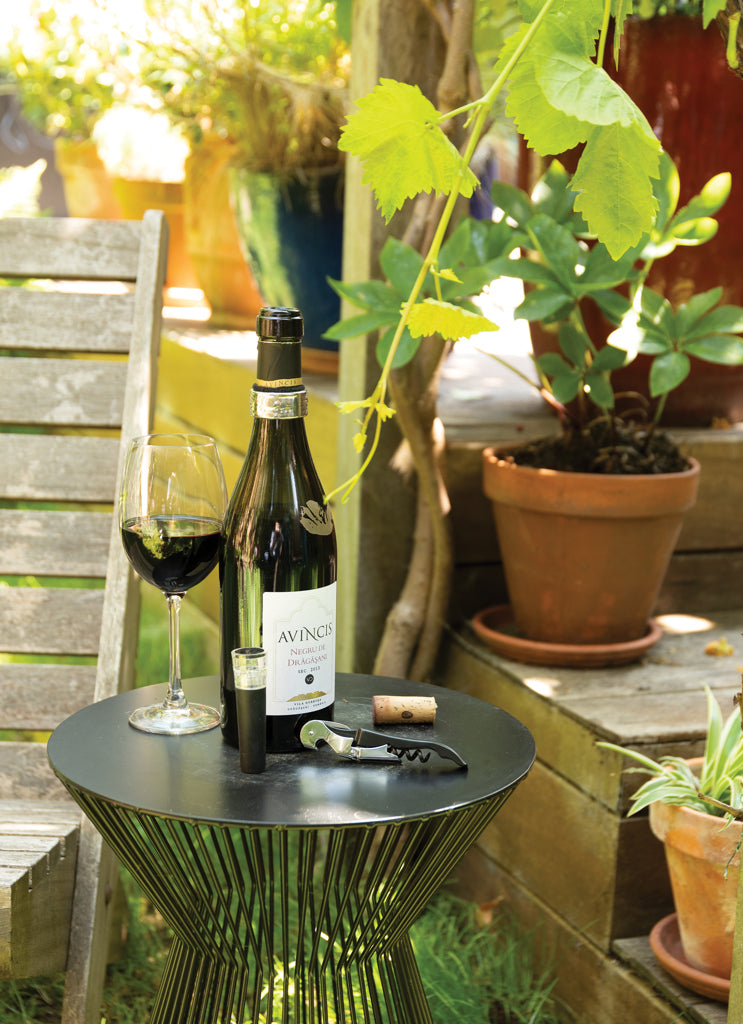 Load image into Gallery viewer, XD Collection Vino Sommelier 3-piece set with wine opener, foil cutter, and pourer displayed on a wooden table.