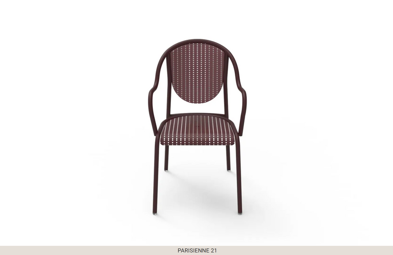 Load image into Gallery viewer, Fermob Parisienne 21 steel outdoor bistro chair with curved back and armrests, suitable for garden or patio outdoor seating.