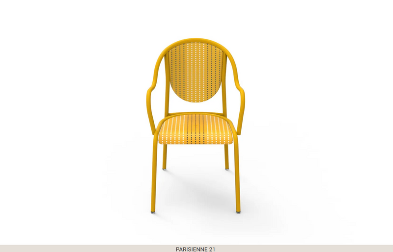 Load image into Gallery viewer, Fermob Parisienne 21 steel outdoor bistro chair with curved backrest and metal frame, ideal for patio or garden seating.