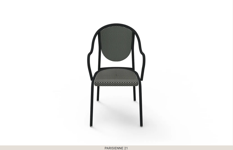 Load image into Gallery viewer, Fermob Parisienne 21 steel bistro chair with curved back and metal frame, ideal for outdoor patio or garden seating.