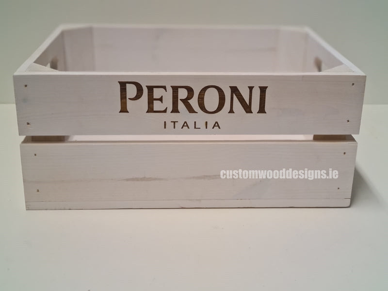 Load image into Gallery viewer, Custom Made retal crates Custom Wood Designs PeroniIrelandPeroniCratesIrelandCustomWoodDesignsPromotionalBrandedWoodworkinglaserbranding_16