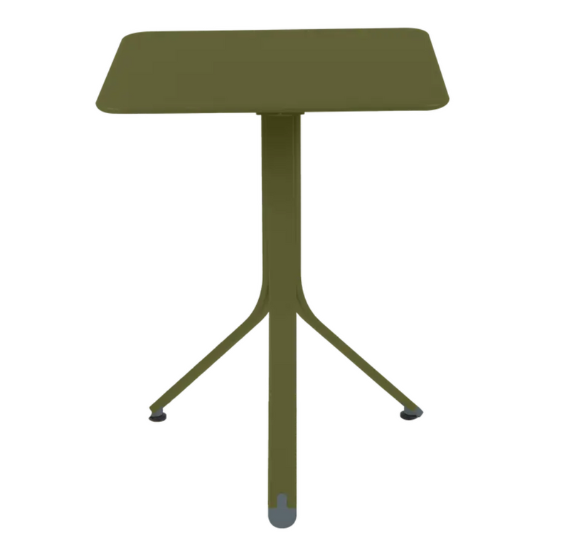 Load image into Gallery viewer, Fermob Rest'O folding outdoor table in metal, 57x57cm, with a green pesto finish, suitable for garden or patio use