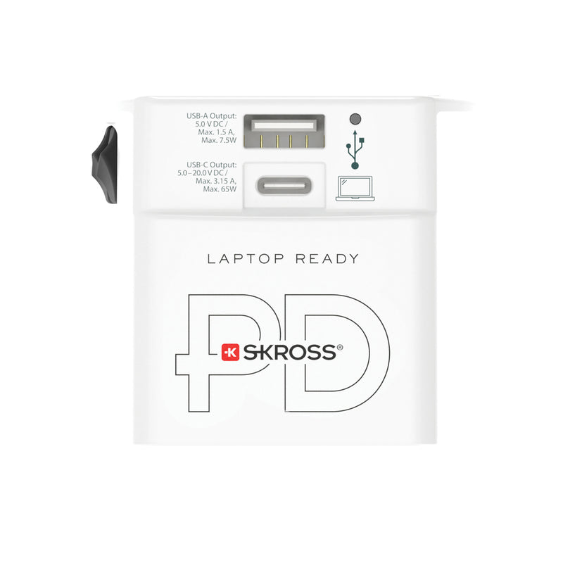 Load image into Gallery viewer, Skross SKROSS World Travel Adapter MUV 65W PD with USB-C cable for phone and tablet charging, compact travel accessory