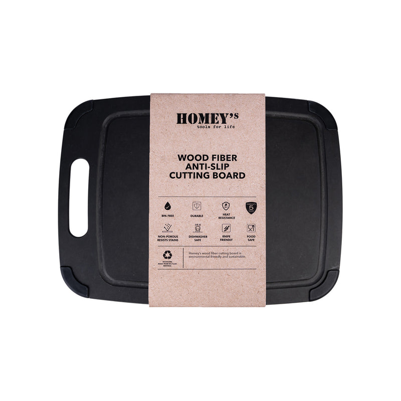 Load image into Gallery viewer, Homey's M Wood Fiber Cutting Board featuring a sturdy, natural wood fiber surface for kitchen prep and chopping tasks.