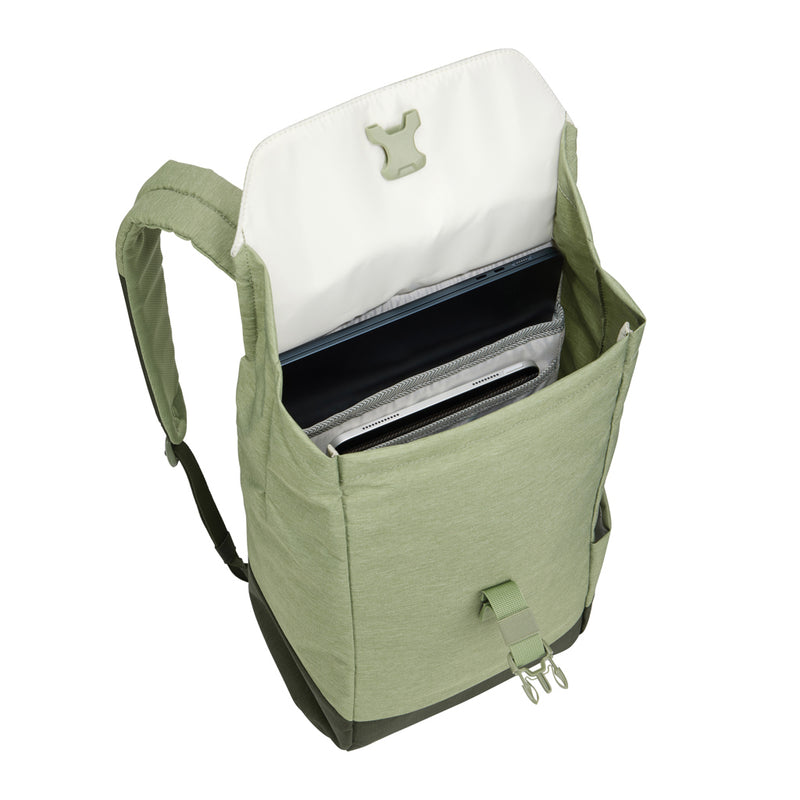 Load image into Gallery viewer, Thule Lithos Backpack 16L in black, showing front view with padded shoulder straps and multiple compartments for travel and daily use.