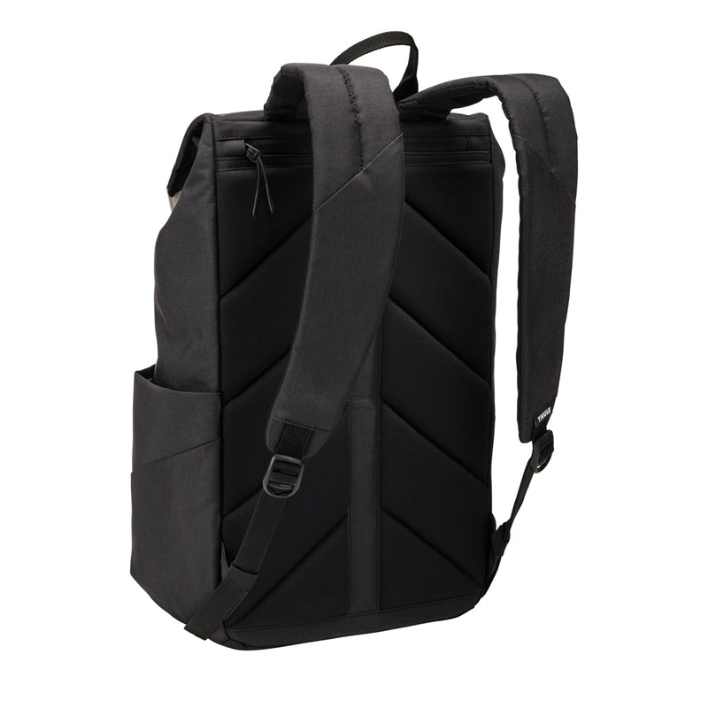 Load image into Gallery viewer, Thule Lithos Backpack 16L in black, showing front view with padded shoulder straps and multiple compartments for travel and daily use.