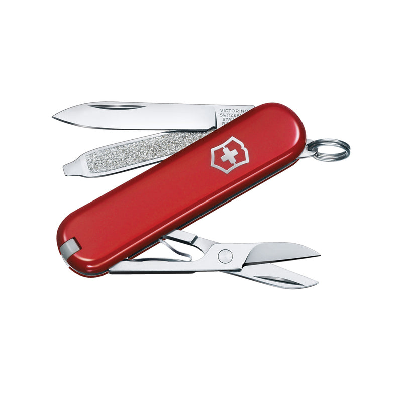 Load image into Gallery viewer, Victorinox Pocket Knife Classic SD with 7 functions, compact multi-tool featuring blades, scissors, and screwdrivers in a portable design.