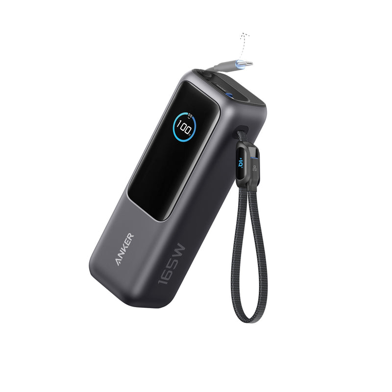 Load image into Gallery viewer, Anker Power Bank 25,000mAh 165W with built-in retractable cable for phone and tablet charging, portable electronic accessory.
