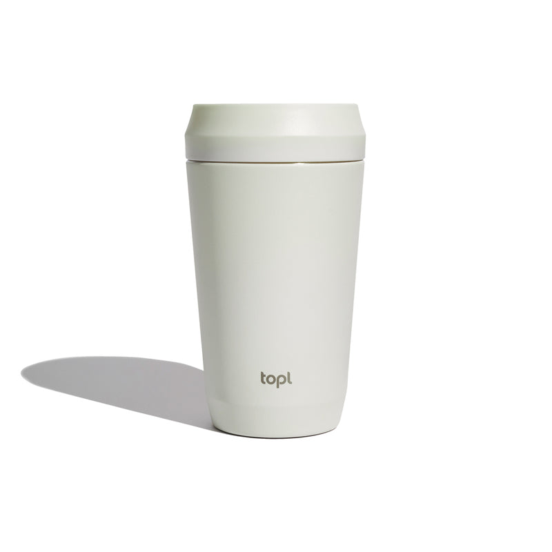 Load image into Gallery viewer, Topl recycled steel to go tumbler with 360° lid, 354ml drinkware, showing the stainless steel body and lid design