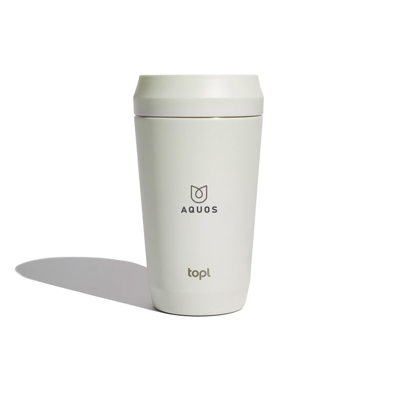 Load image into Gallery viewer, Topl recycled steel to-go tumbler with 360° lid, 354ml drinkware, showing the stainless steel body and innovative lid design.