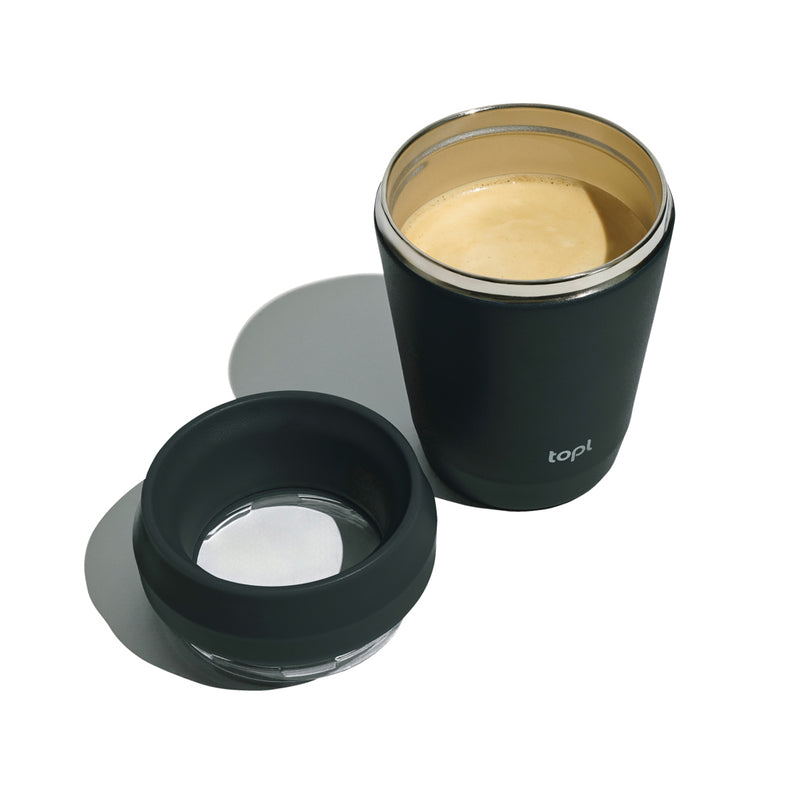 Load image into Gallery viewer, Topl recycled steel to-go tumbler with patented 360 lid, 235ml capacity, stainless steel drinkware for eco-friendly use.