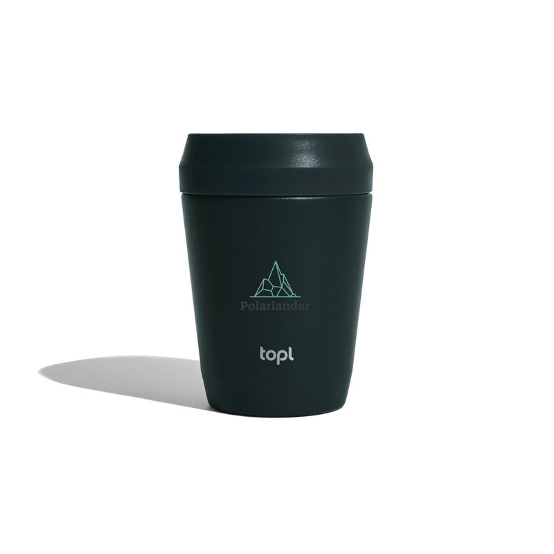 Load image into Gallery viewer, Topl recycled steel to-go tumbler with patented 360 lid, 235ml drinkware, showcasing the sleek stainless steel design.