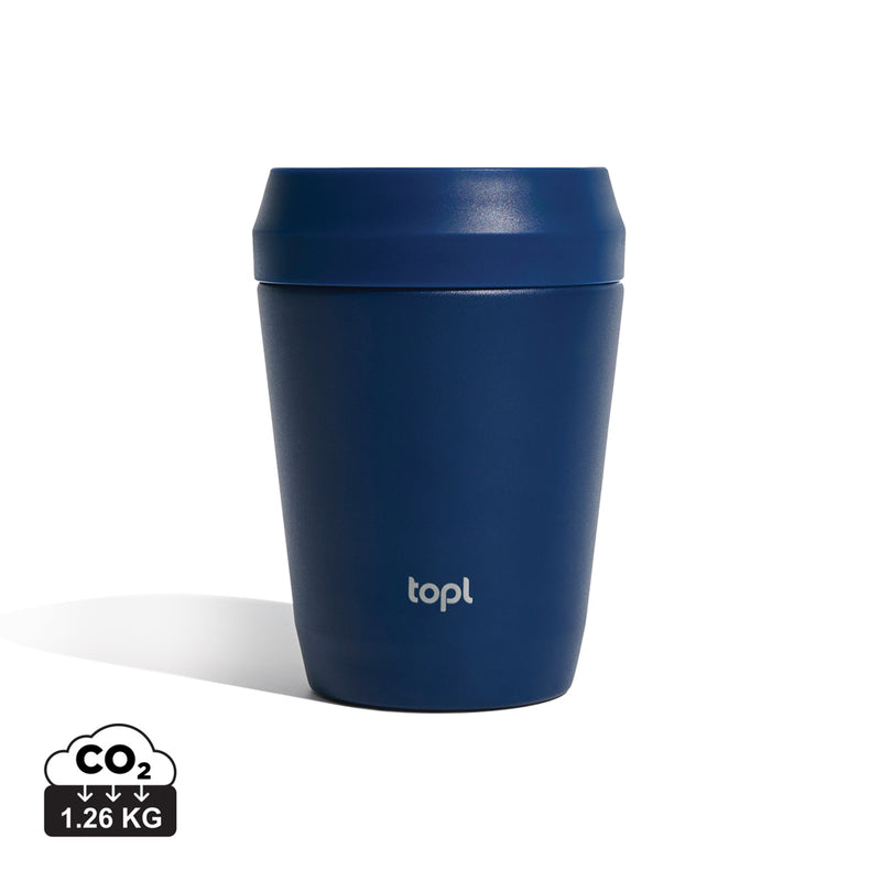 Load image into Gallery viewer, Topl recycled steel to-go tumbler with 360 lid, 235ml drinkware, showing the stainless steel body and secure lid.