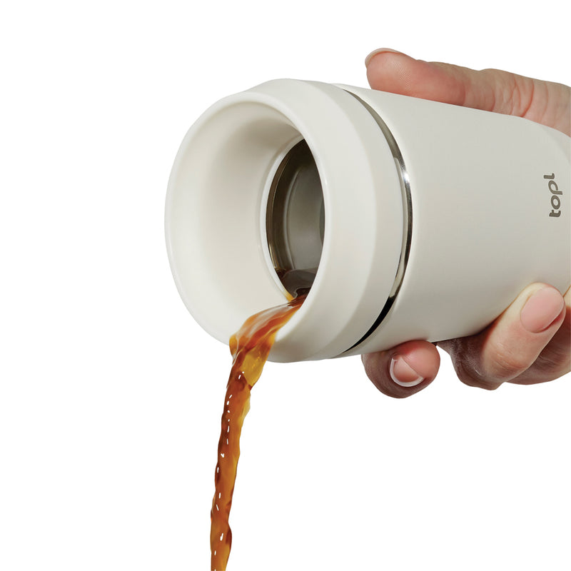 Load image into Gallery viewer, Topl recycled steel to-go tumbler with 360 lid, 235ml capacity, showcasing the eco-friendly drinkware with a sleek design.