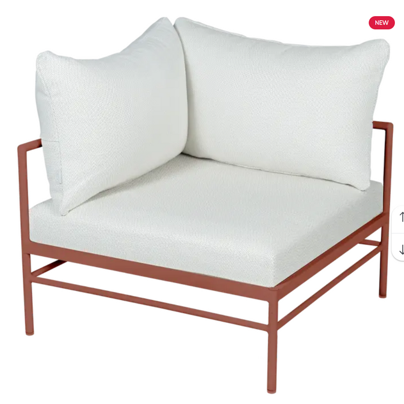 Load image into Gallery viewer, Red Rivage Corner Armchair by Fermob, outdoor metal corner sofa with sleek design and comfortable seating for patio or garden.