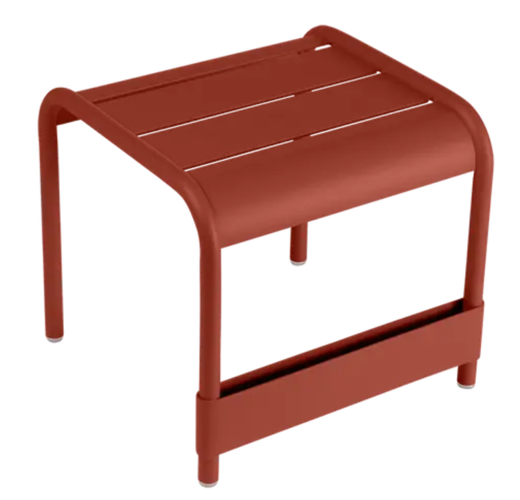 Load image into Gallery viewer, Red Ochre Fermob Luxembourg small low table or footrest, 44x42 cm, with a sleek, modern design perfect for indoor or outdoor use.