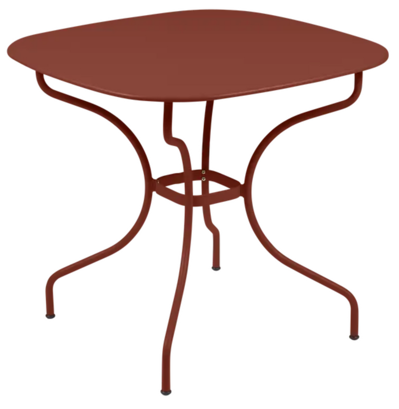 Load image into Gallery viewer, Red Ochre Fermob OPÉRA+ Carronde outdoor metal table, 82x82 cm, ideal for garden or patio dining and outdoor spaces.