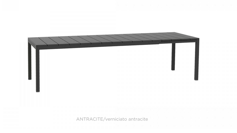 Load image into Gallery viewer, Nardi Rio bar table extending from 2.1m to 2.8m, black anthracite finish, with a sleek, modern design and smooth extension mechanism.