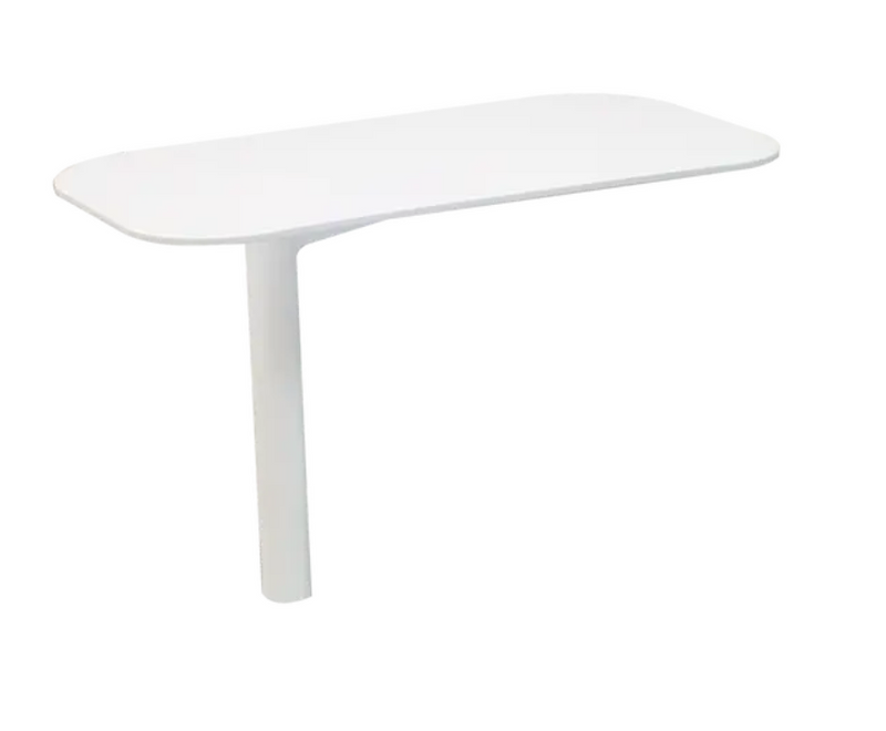 Load image into Gallery viewer, Fermob Rivage outdoor metal pivoting shelf mounted on a patio, showcasing its sleek design and practical storage for outdoor furniture.