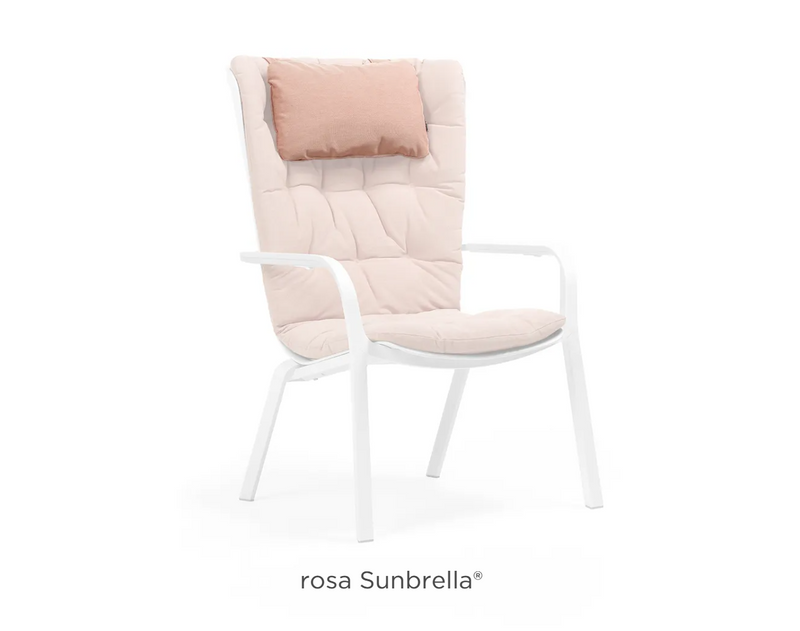 Load image into Gallery viewer, Nardi Folio headrest cushion in Rosa Sunbrella fabric attached to a chair for added comfort and support.