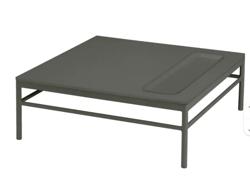 Load image into Gallery viewer, Fermob Rivage outdoor metal low table measuring 85x85cm with a sleek, modern design and a durable metal surface.